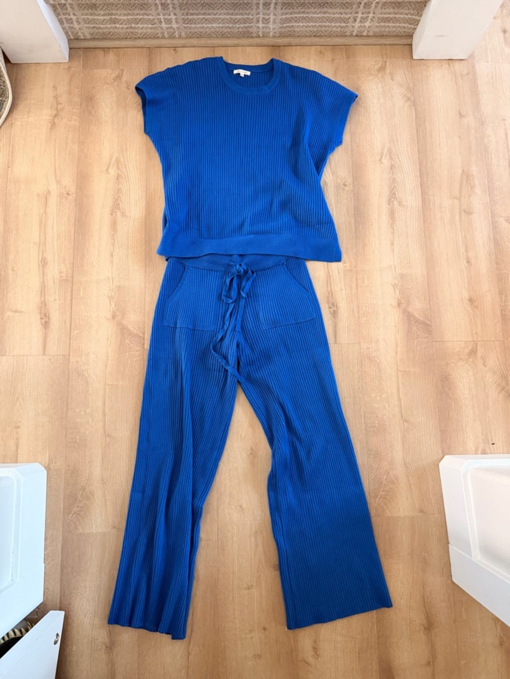 tea n rose Ribbed Knit Top in Bright Blue